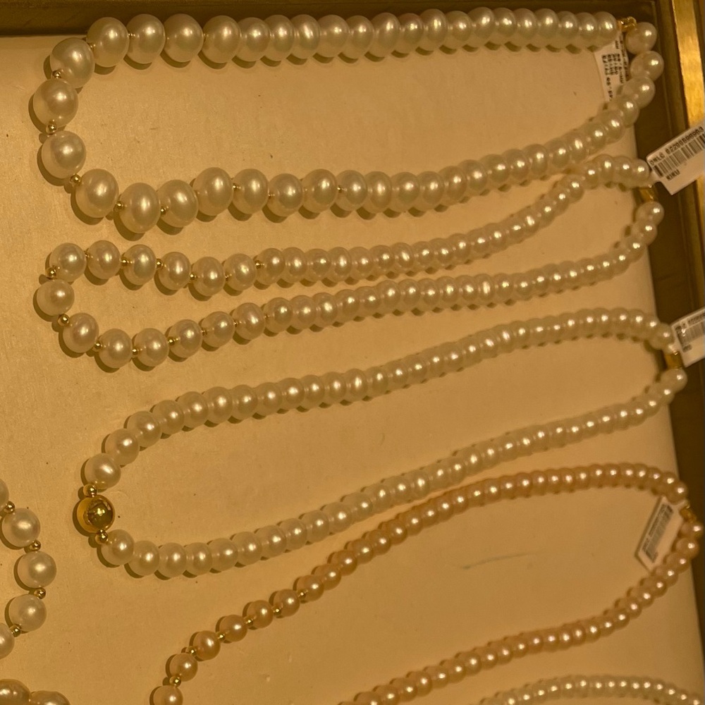 Elegant Sets of Natural Pearls and Solid 18K Gold Accents